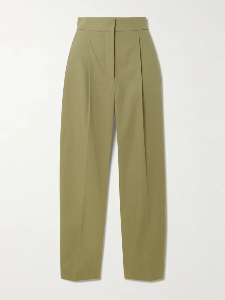 Paver pleated cotton tapered pants