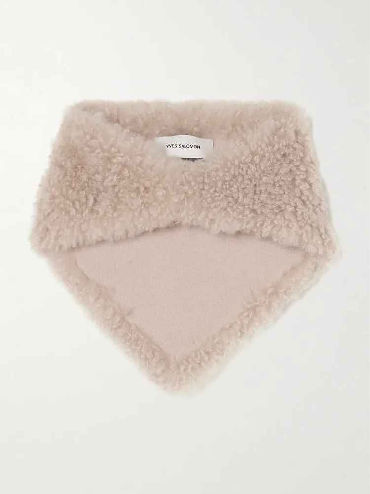 Shearling and wool scarf