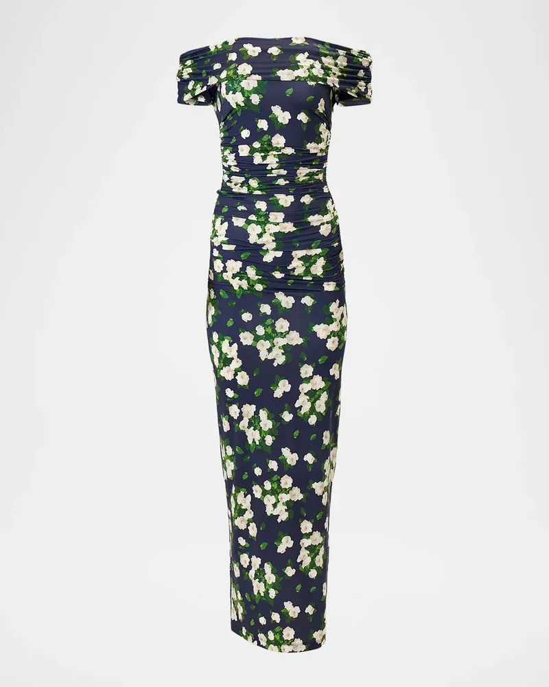 Off-The-Shoulder Floral Jersey Maxi Dress