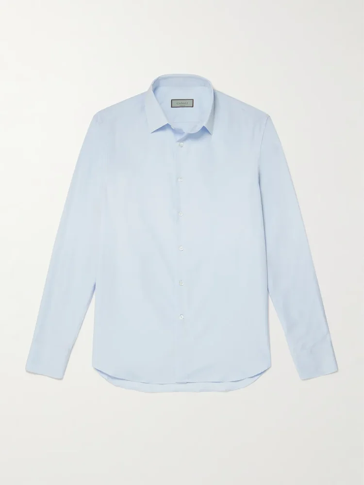 Cutaway-Collar Cotton-Poplin Shirt