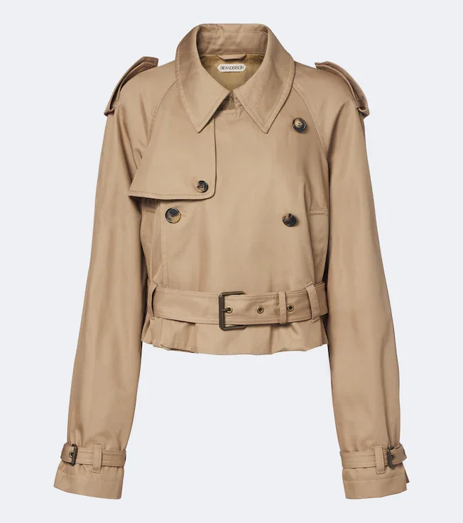 Cropped cotton trench coat