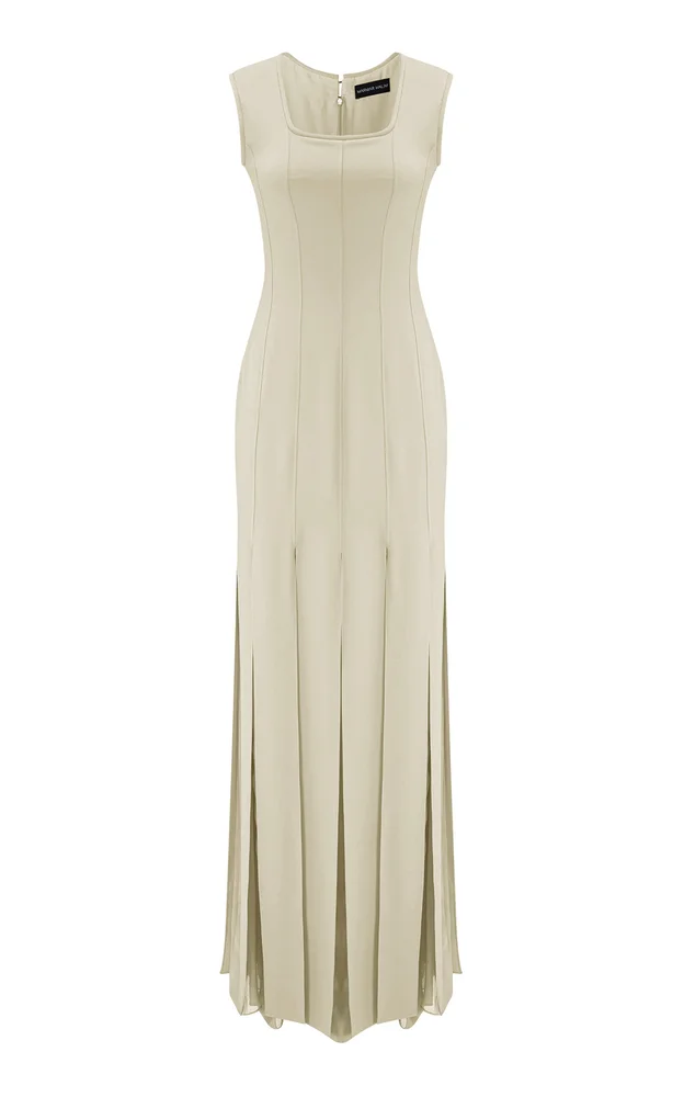 Scoop-Neck Crepe And Chiffon Gown