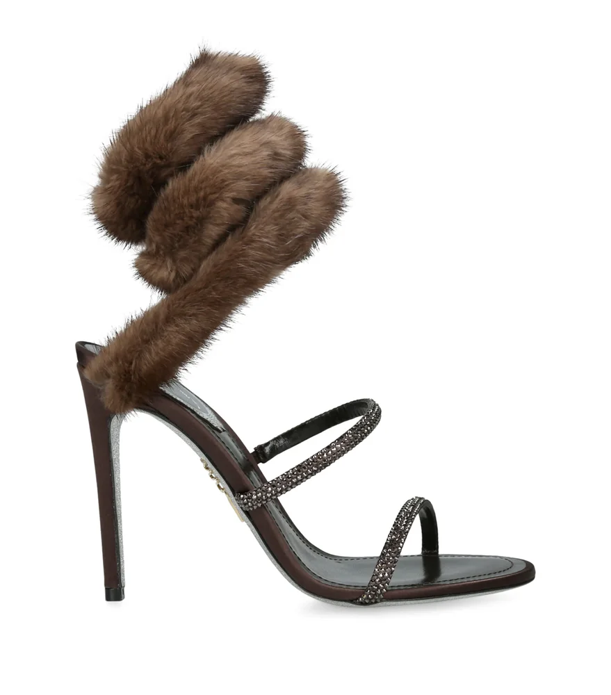 Fur-Trim Cleo Sandals 105