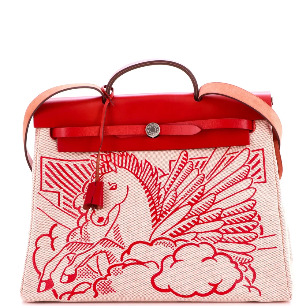 Pre-Owned Herbag Zip Pegase Pop Toile and Leather 39