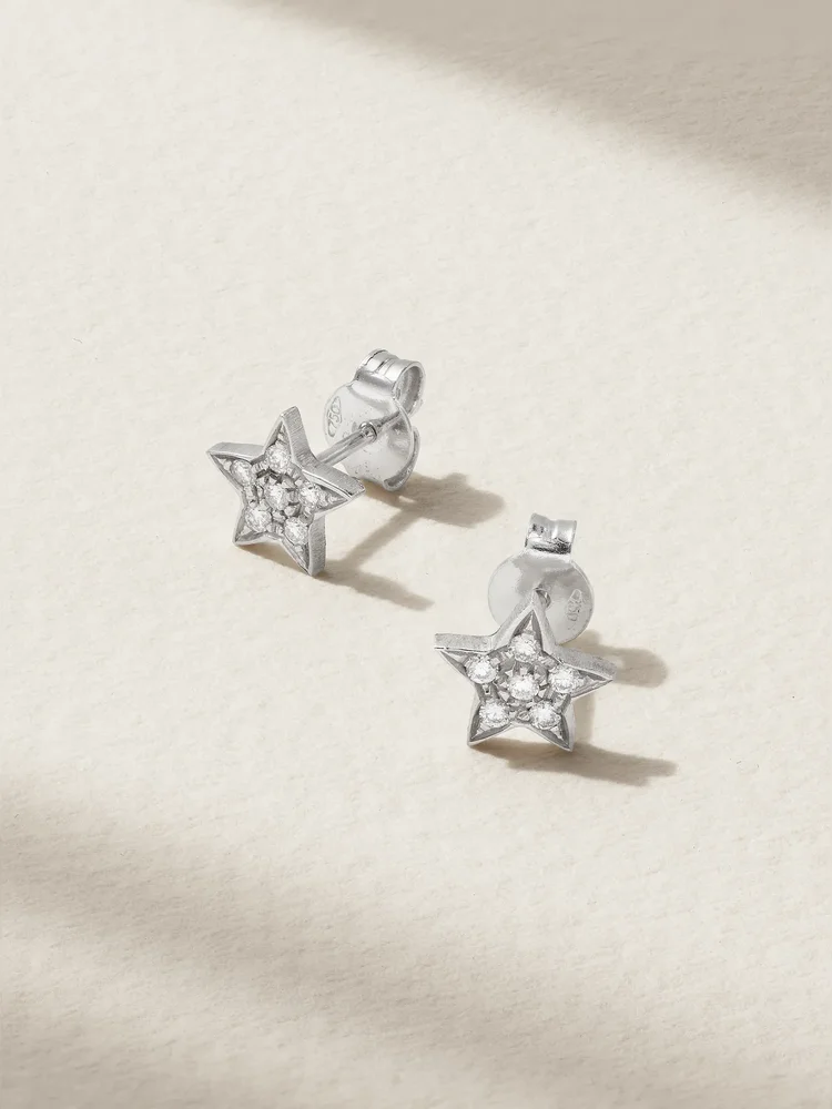 Pavé Superstellar 18-karat white gold diamond earrings