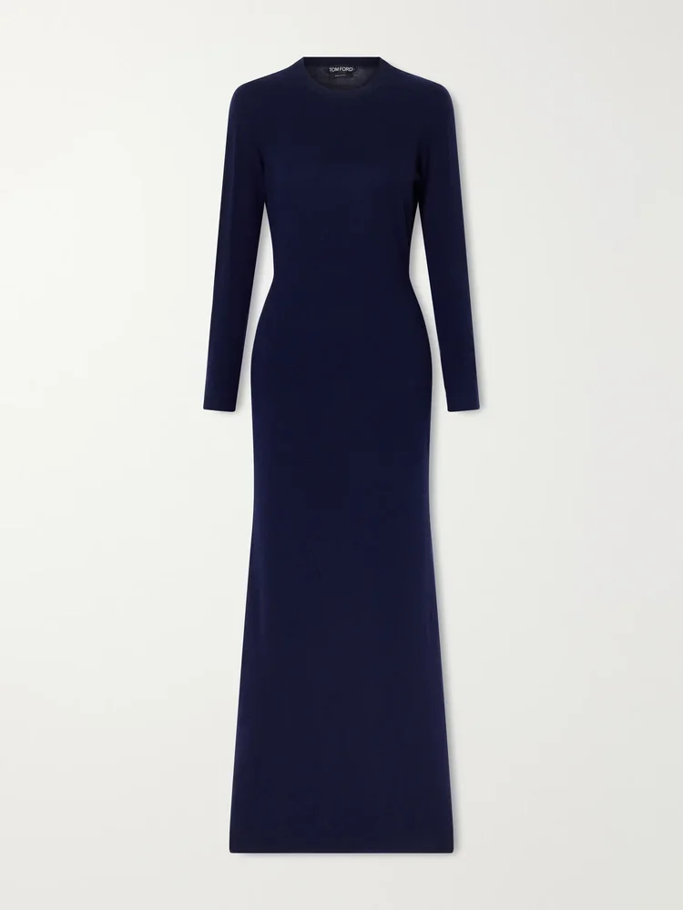cashmere and cotton blend knitted maxi dress