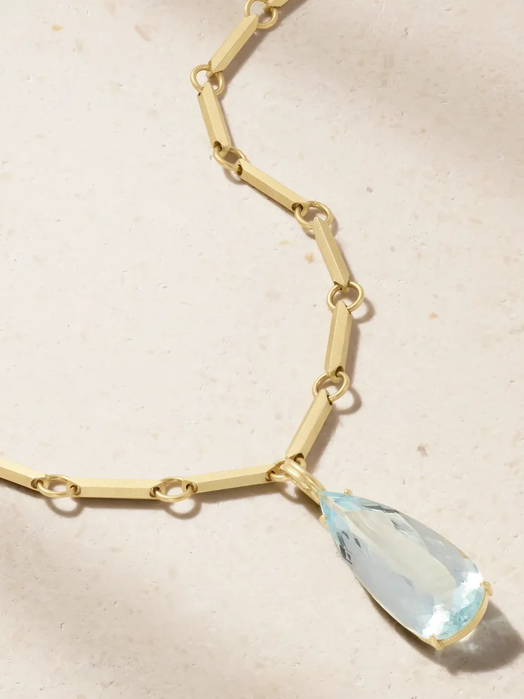 Heroic 18-karat gold aquamarine necklace
