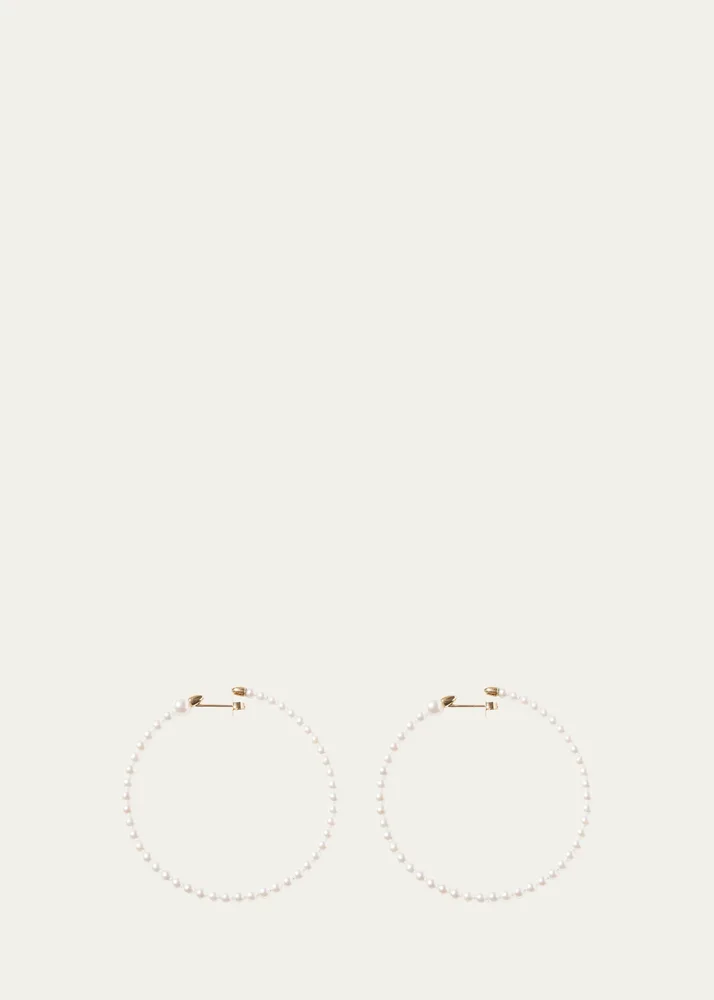 14K Yellow Gold 3mm Akoya Large Hoop Earrings