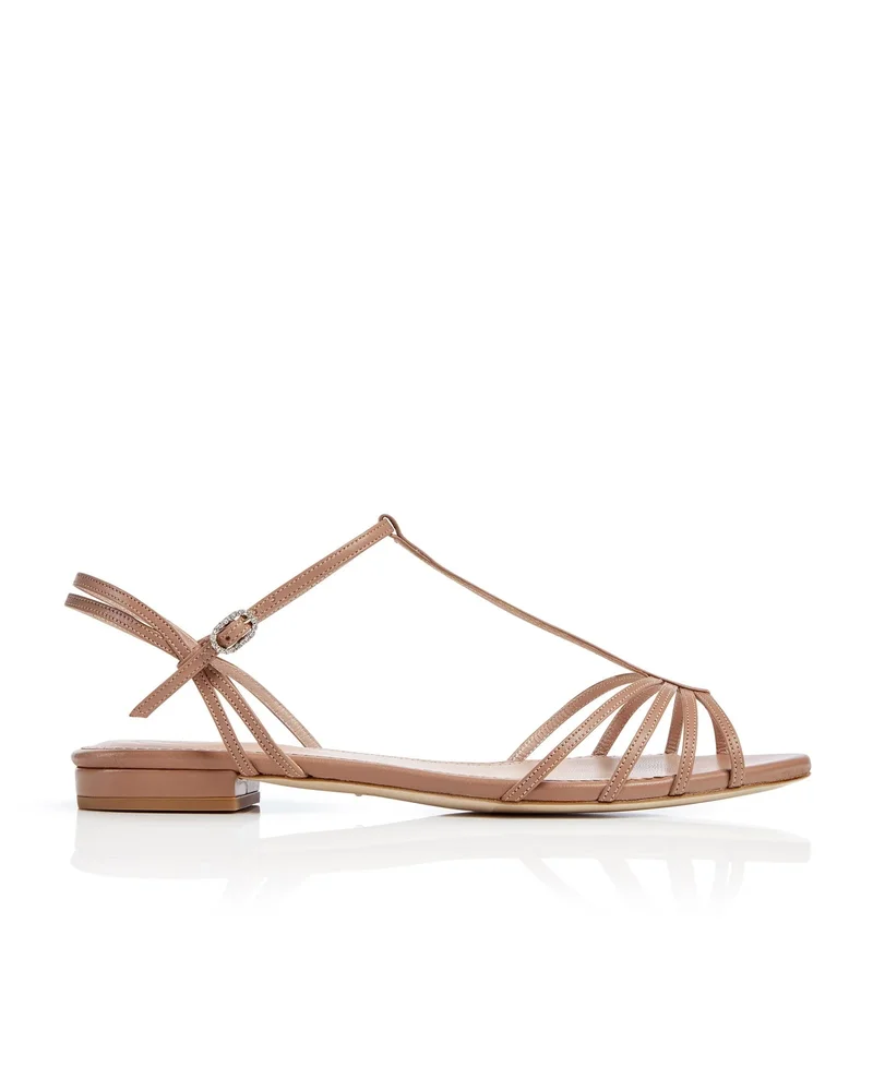 May Tan Leather Flat Sandal