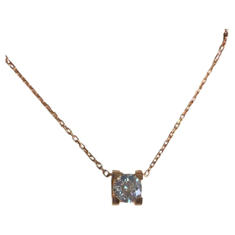 Cartier C de Cartier 18k Rose Gold Diamond Pendant Necklace