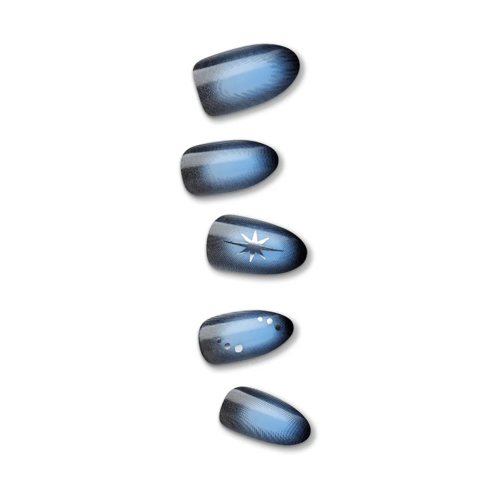 Impress Design No Glue Fake Press On Nails - Lovesome | Design, Blue, Medium, Almond, Manicure