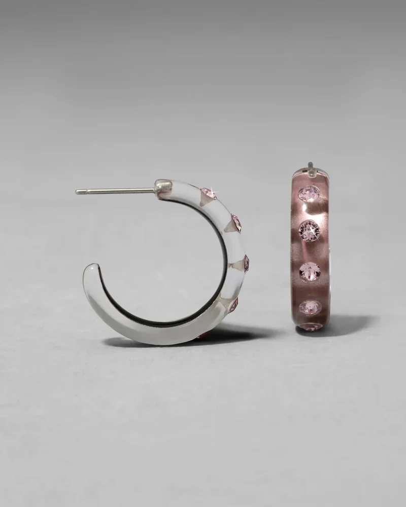 Lucite Crystal Hoop Earring- Dusty Rose