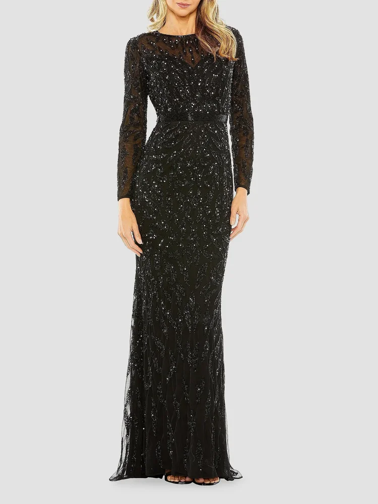 Illusion Sequin Gown