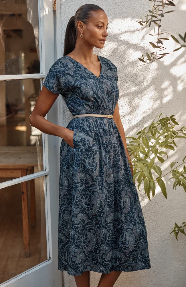 Cap-Sleeve Midi Dress
