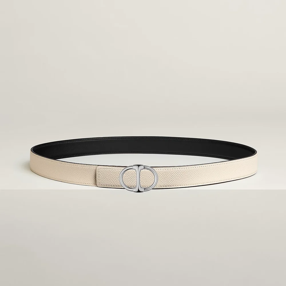 Ancre Mors belt buckle & Reversible leather strap 24 mm, Black