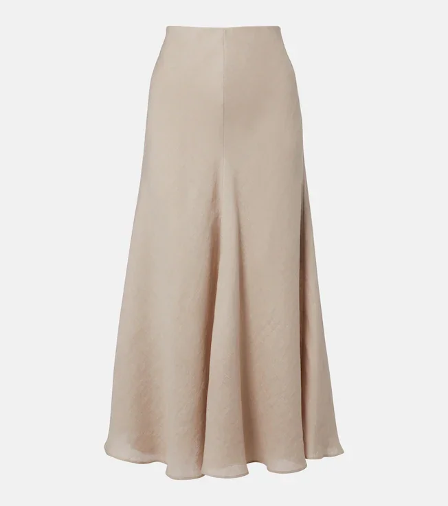 Linen midi skirt