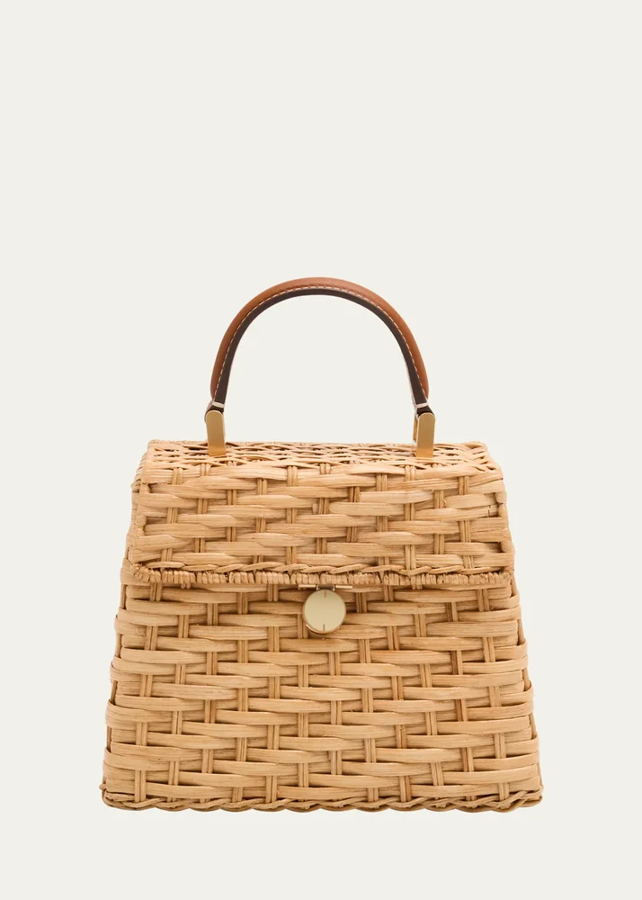 Sybil Rattan Top-Handle Bag