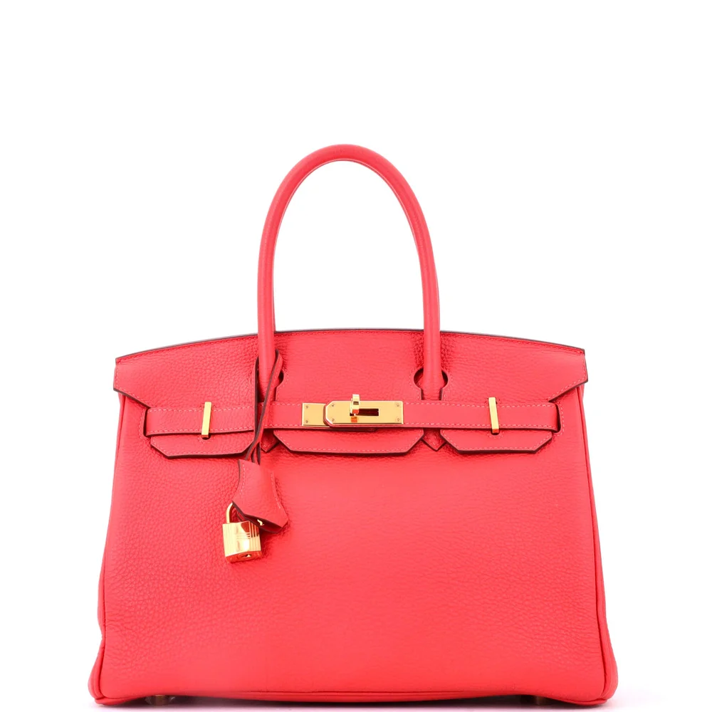 Pre-Owned Birkin Handbag Rouge Pivoine Togo with Gold Hardware 30