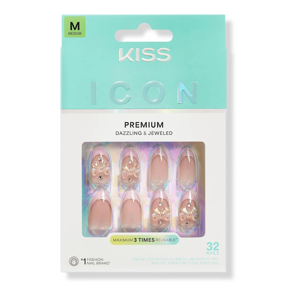 Icon Premium Medium Almond Press On Nails, Vibrant