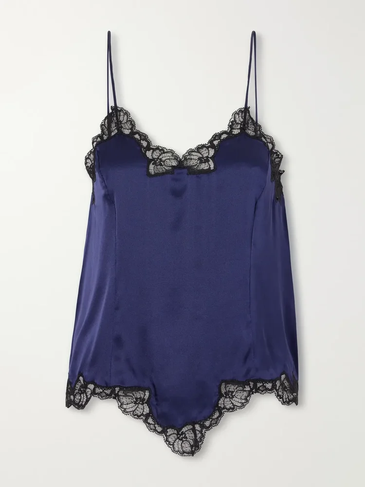 Amael lace-trimmed stretch-silk satin cami
