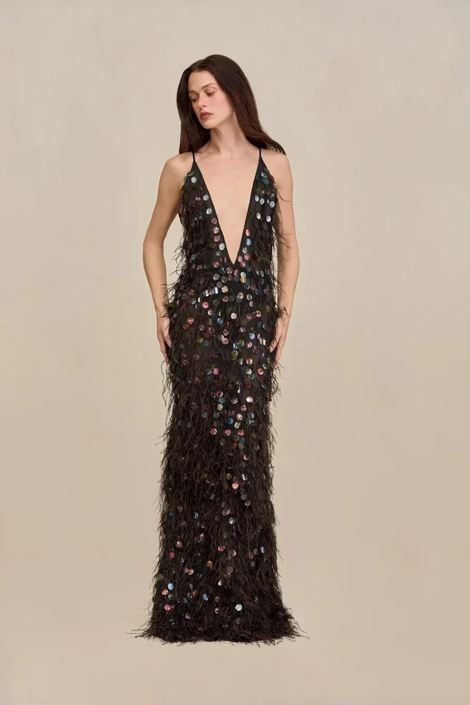 ALMIRA GOWN - BLACK MULTI
