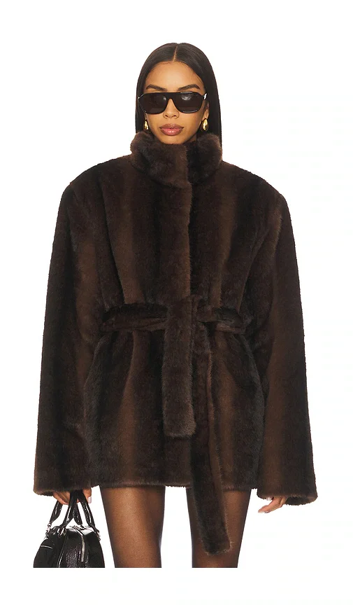 x Christina Elezaj Andrea Faux Fur Jacket