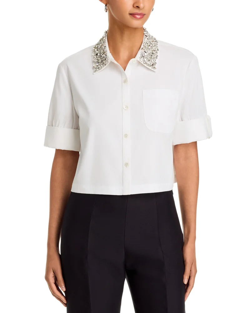 Zadie Cotton Embellished Cropped Shirt