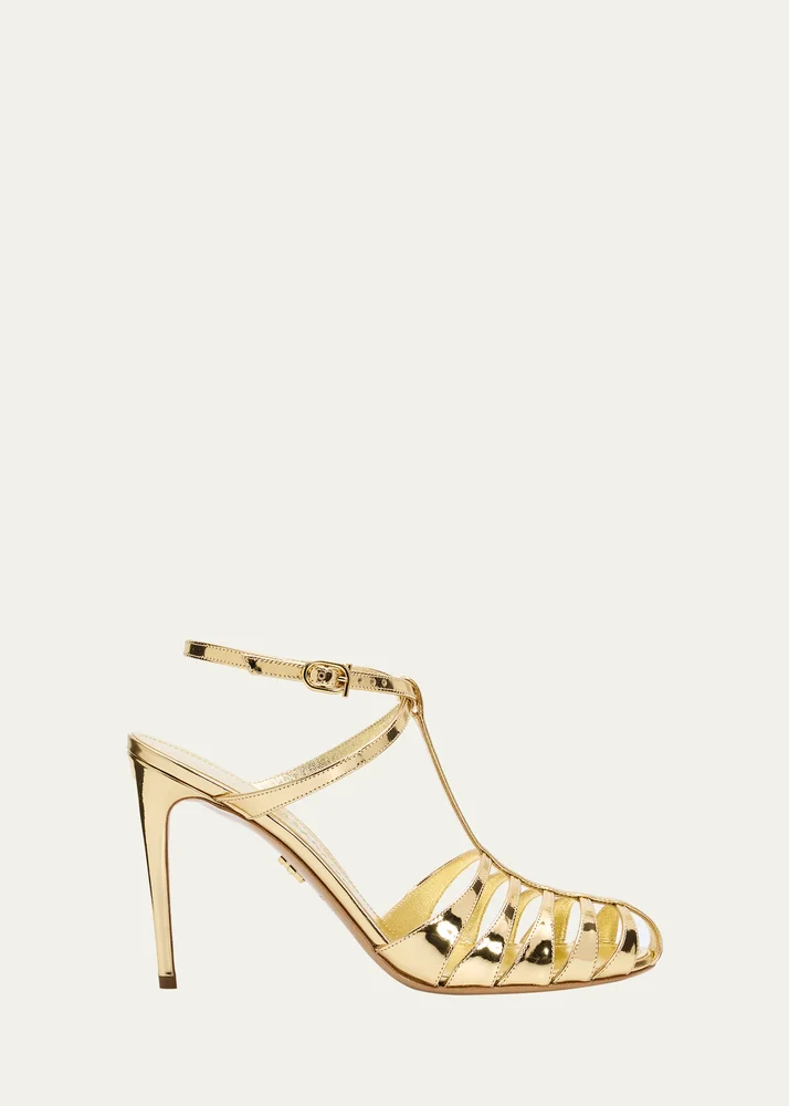 95mm Lipa Metallic Leather Sandals