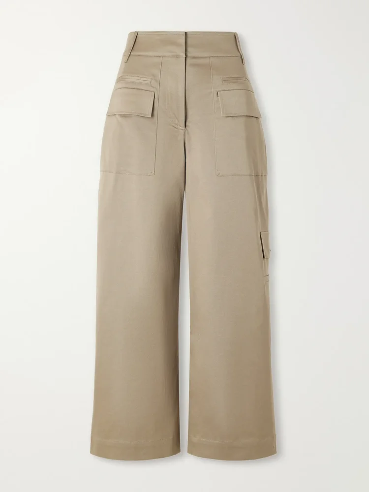 Talla cotton-blend twill wide-leg pants