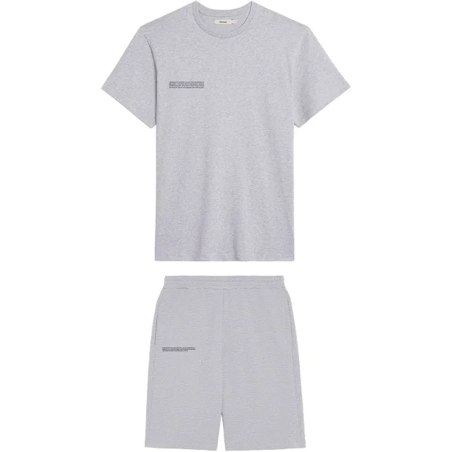 PANGAIA - Womens 365 T-shirt and Long Shorts Bundle—Grey Marl -