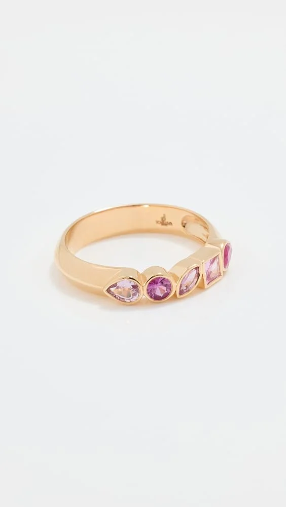 18k Multi Shape Bezel Band