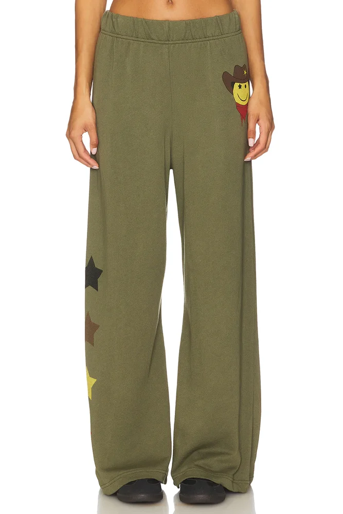 Cowboy Happyface Wide Leg Pant