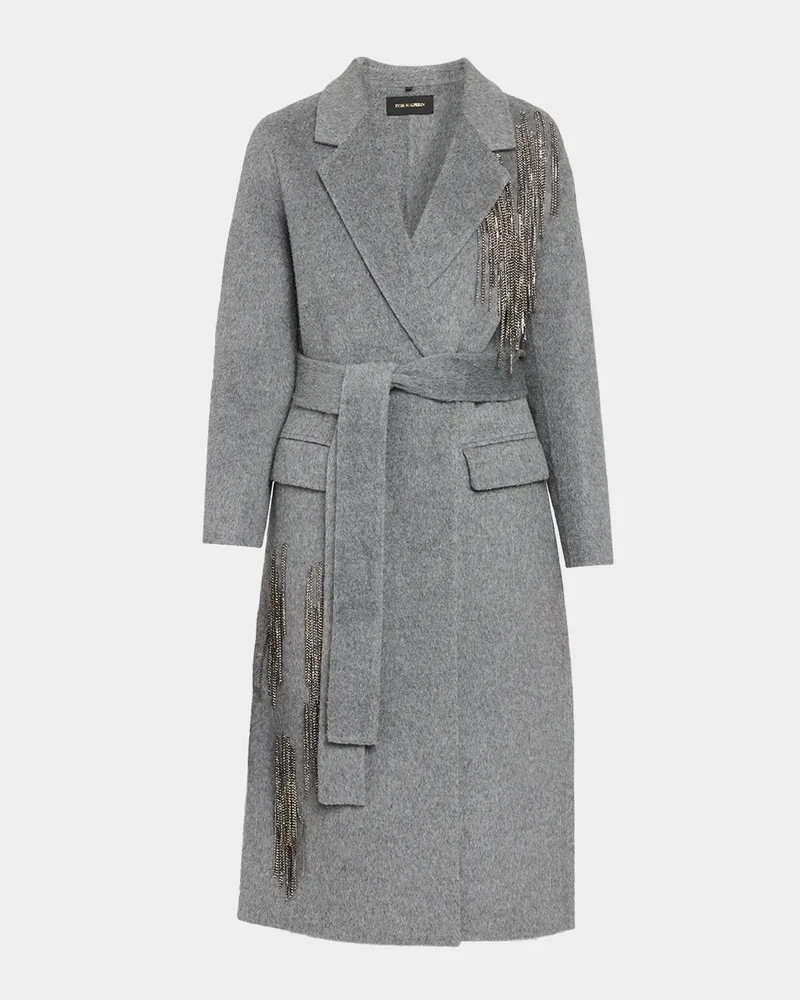Sydni Rhinestone Fringe Wool-Silk Coat