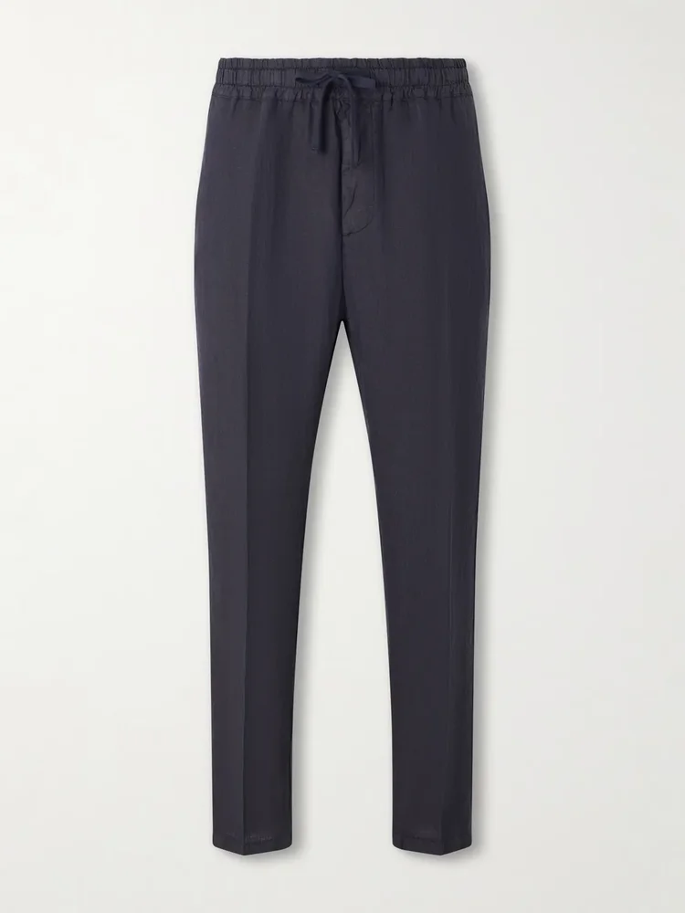 Mattia Straight-Leg Linen Drawstring Trousers