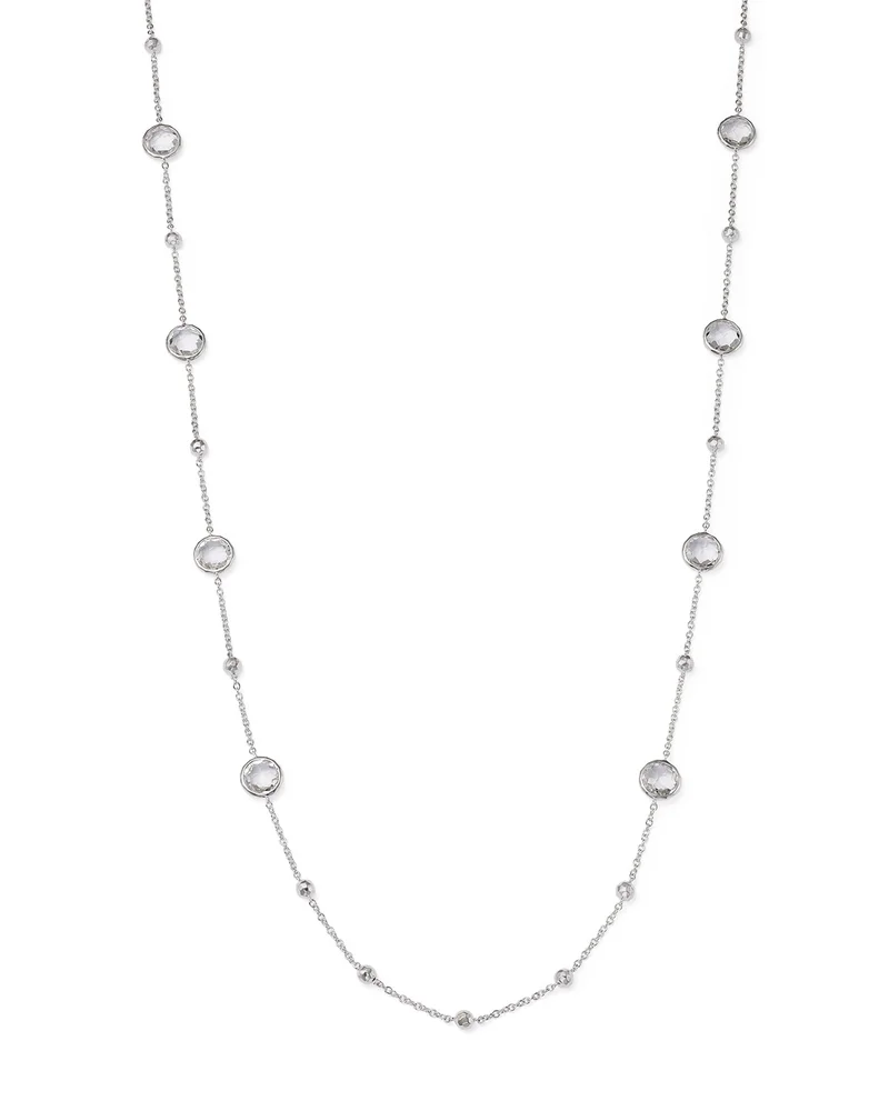 Sterling Silver Rock Candy Mini Lollipop Necklace in Clear Quartz, 37"