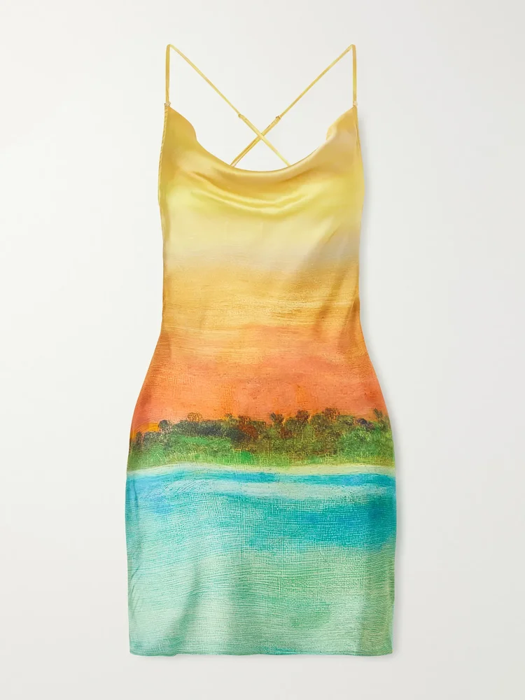 Formentera printed silk-blend mini dress
