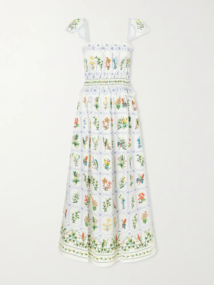 Tropical Porcelain printed cotton-poplin maxi dress