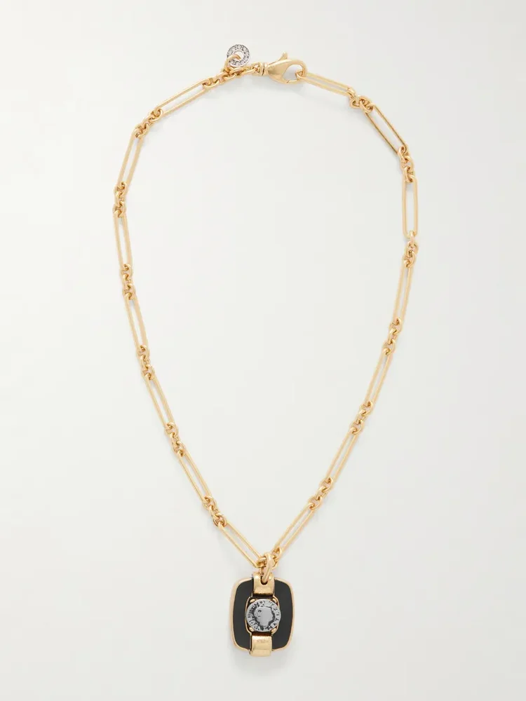 Figura M gold-plated enamel necklace