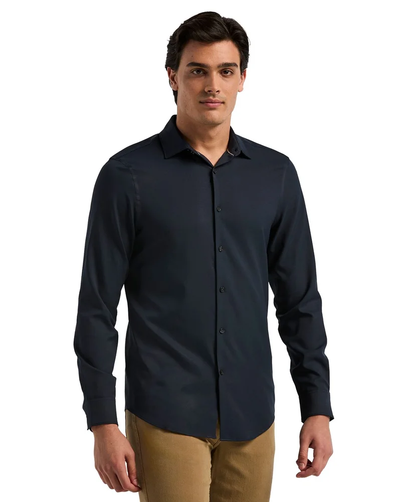 Men's Slim-Fit Stretch Solid Button-Down Twill Shirt