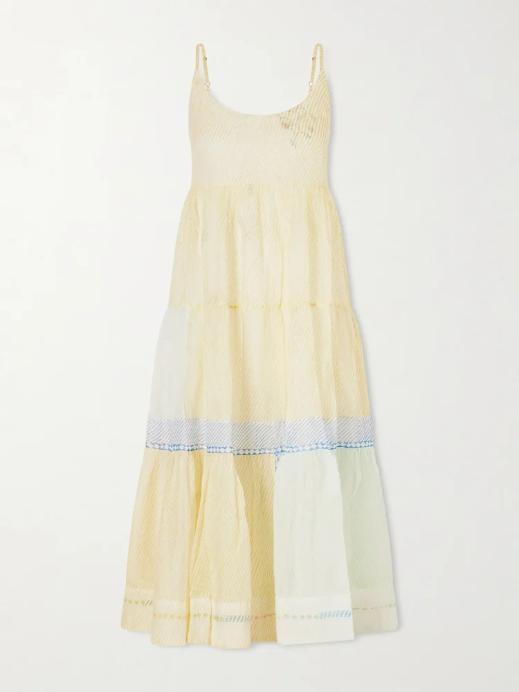 Ikumi tiered printed cotton- kota midi dress
