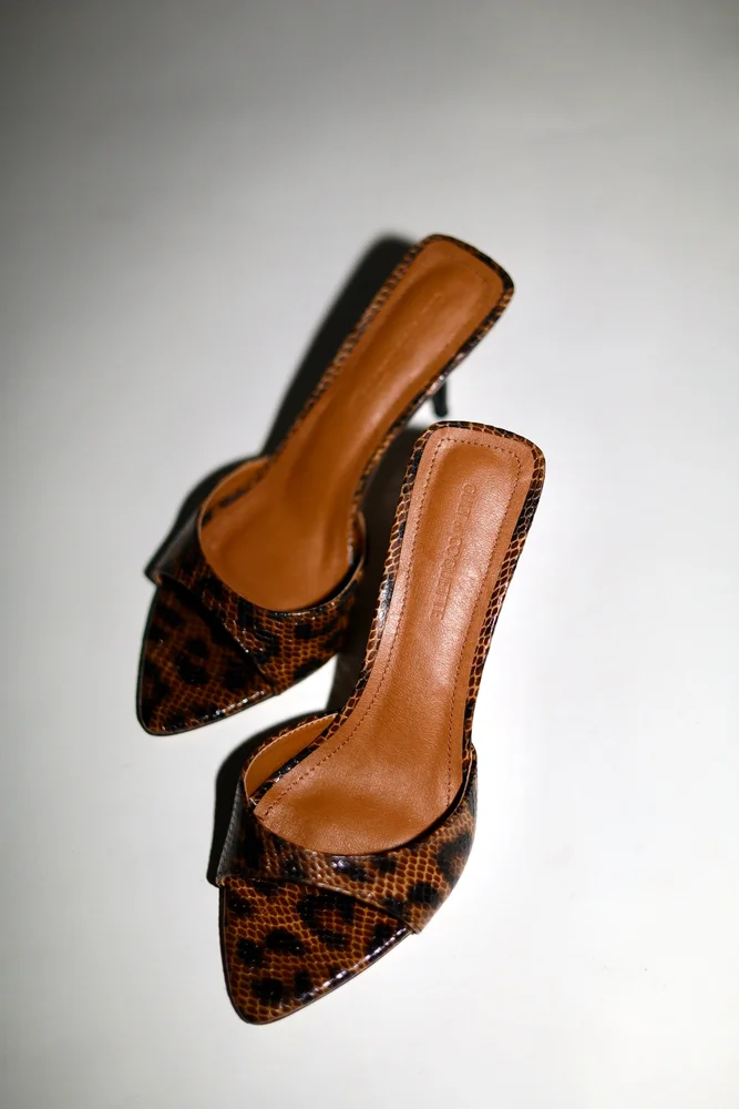 Cultofcoquette Zena Leopard Vegan Mules 80 mm