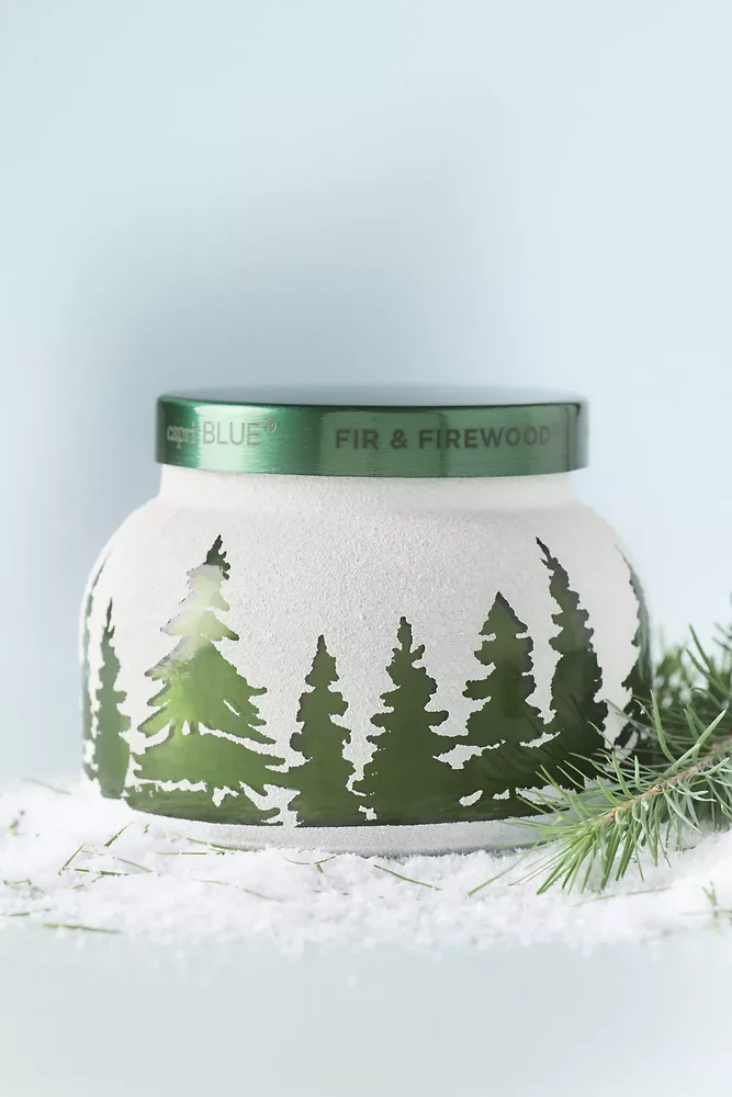 Fir & Firewood Etched Glass Jar Candle