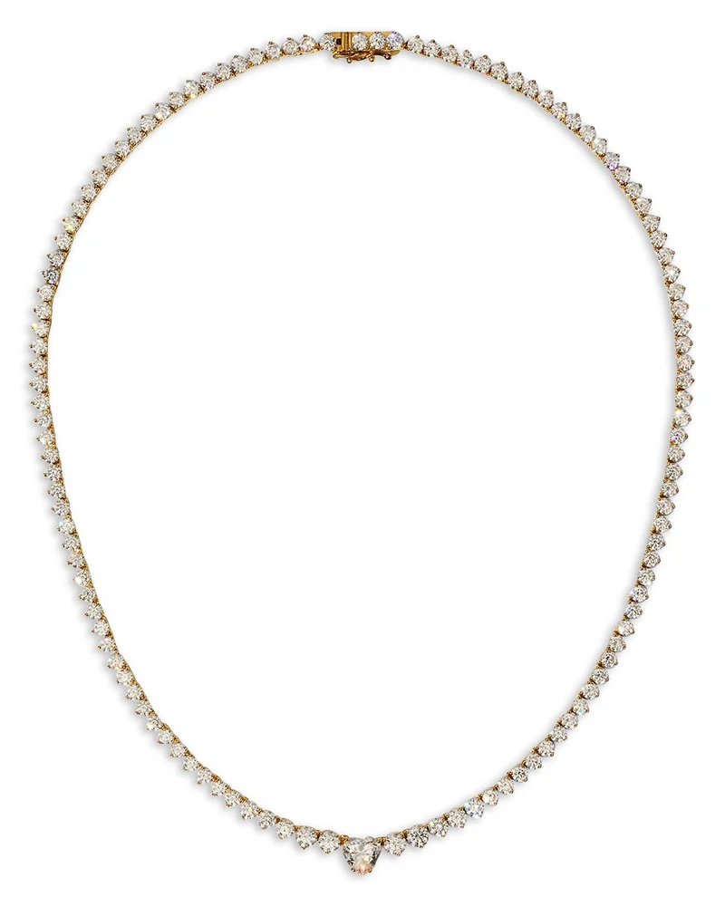 Astrid Cubic Zirconia Heart Tennis Necklace, 16"