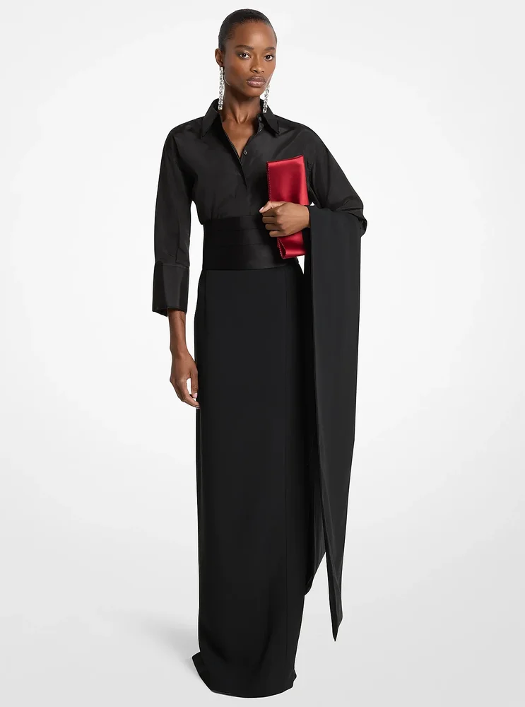 Double Crepe Sablé Tuxedo Pencil Skirt With Train
