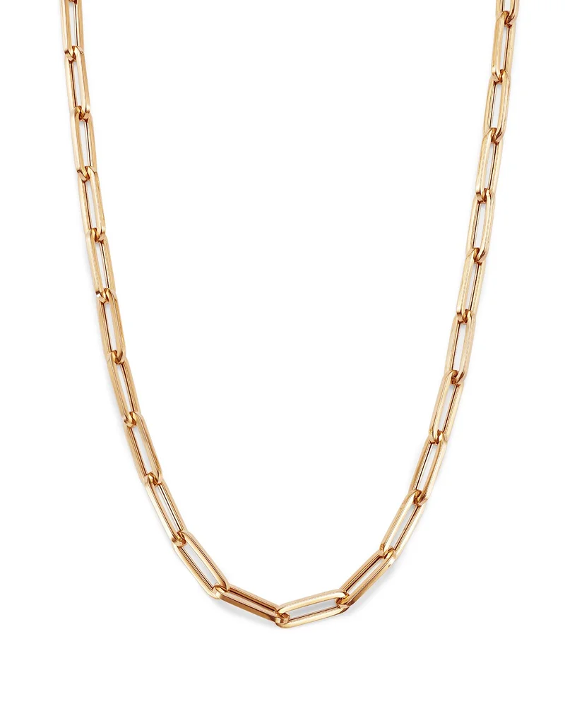14K Yellow Gold Extra Large Paper Clip Chain Necklace, 16"