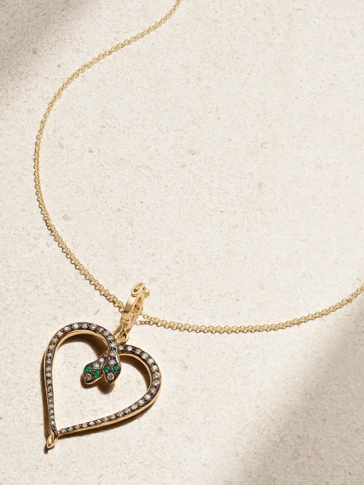 Miracle Love 18-karat gold, diamond and emerald necklace