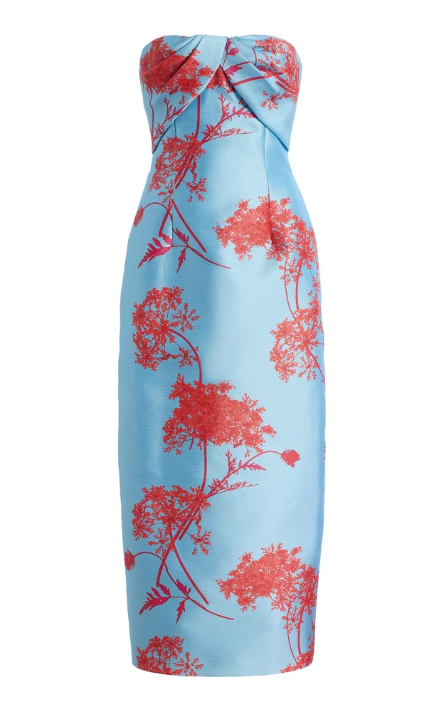 Silk-Blend Draped Column Midi Dress With Train
