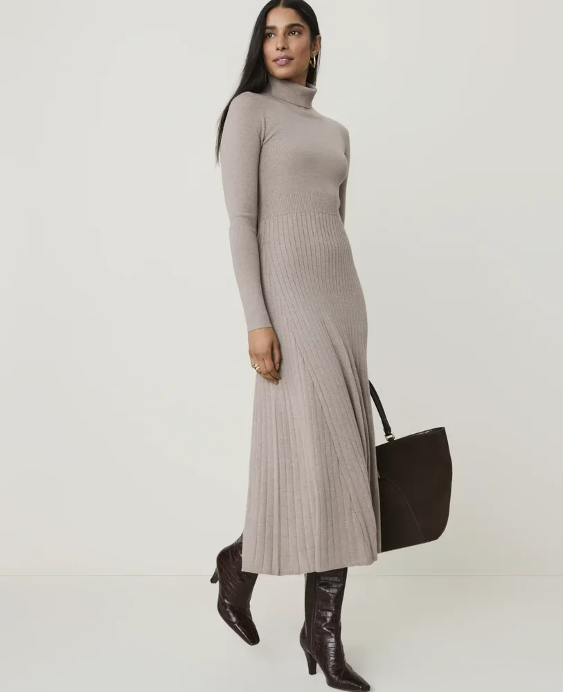 Ribbed Turtleneck Sweater Dress