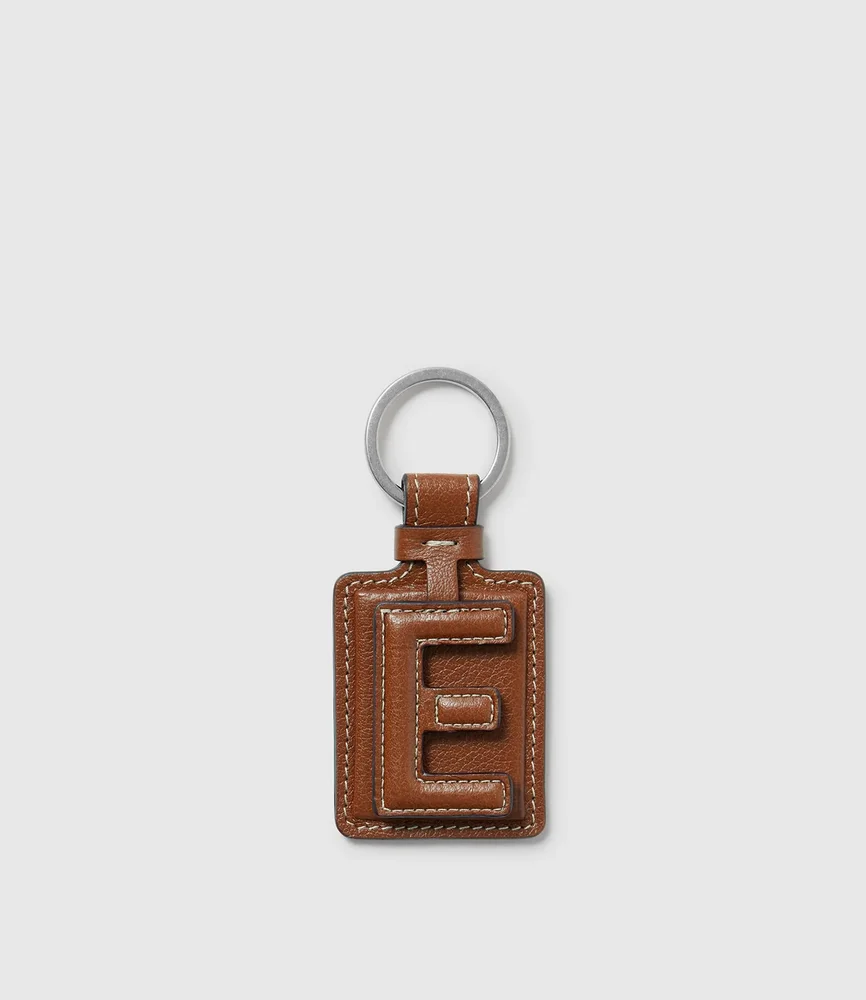 Letter Key Ring in Cognac