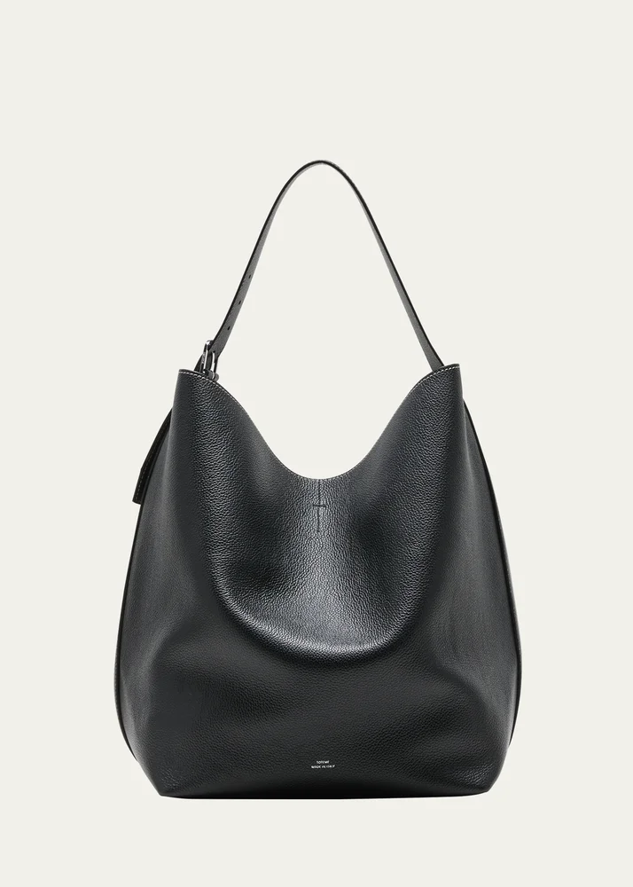 Belted Leather Tote Bag